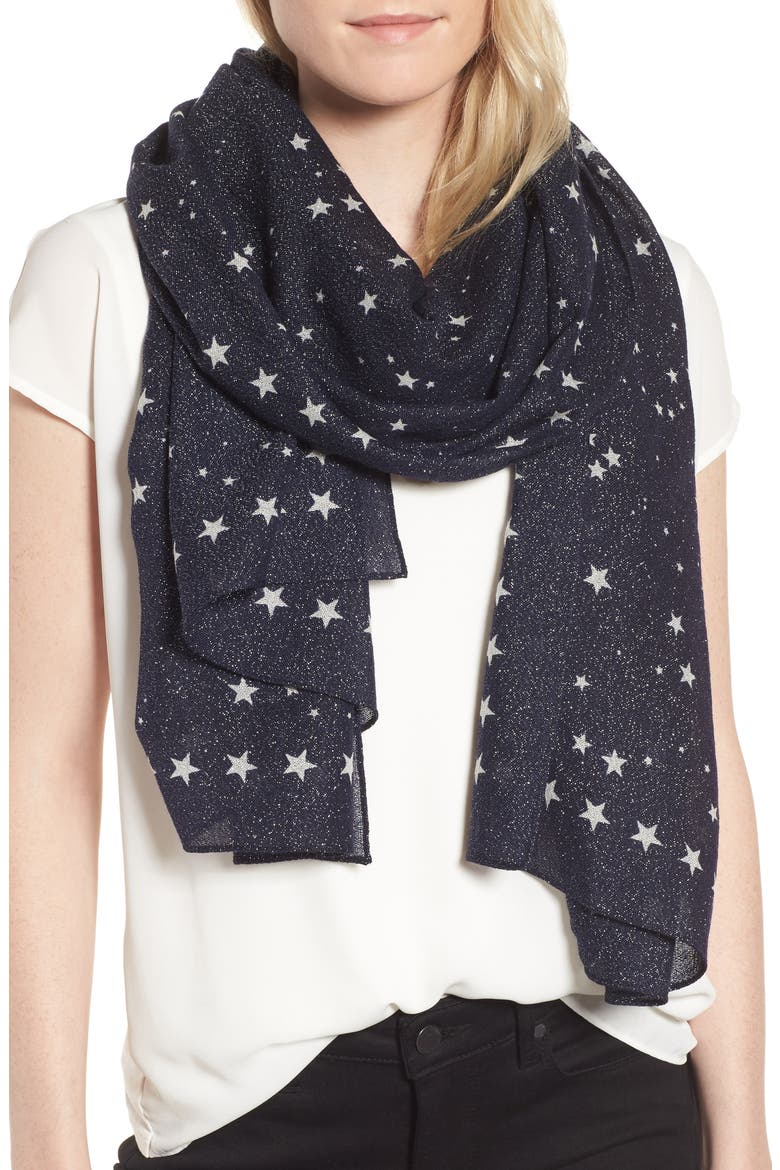 night sky wool blend scarf, Main, color, RICH NAVY