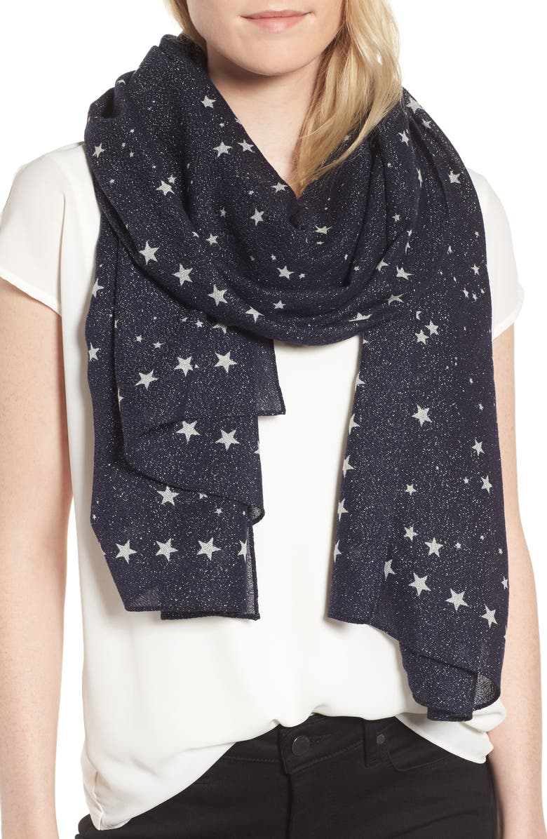 Kate Spade New York night sky wool blend scarf, Main, color, 