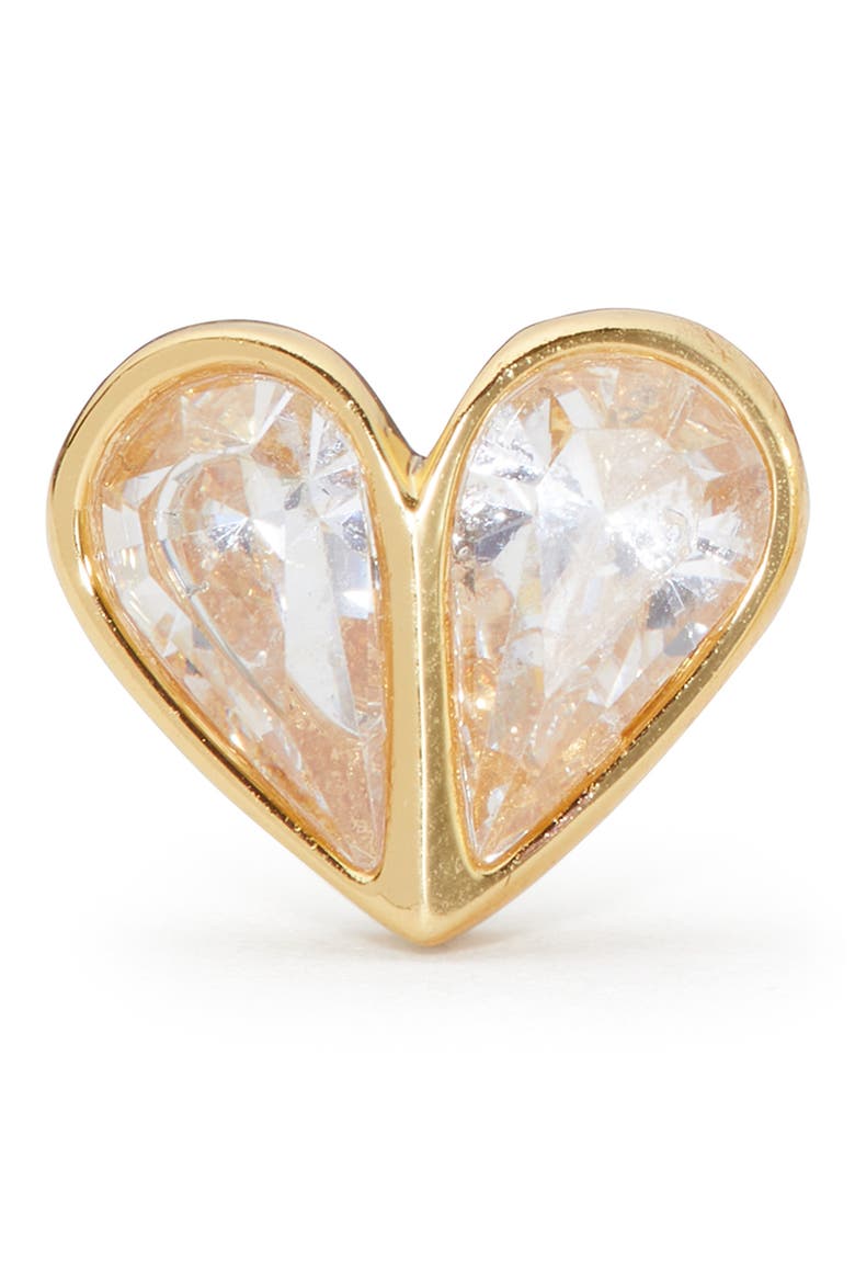 rock solid cubic zirconia heart earrings, Alternate, color, CLEAR/ GOLD.