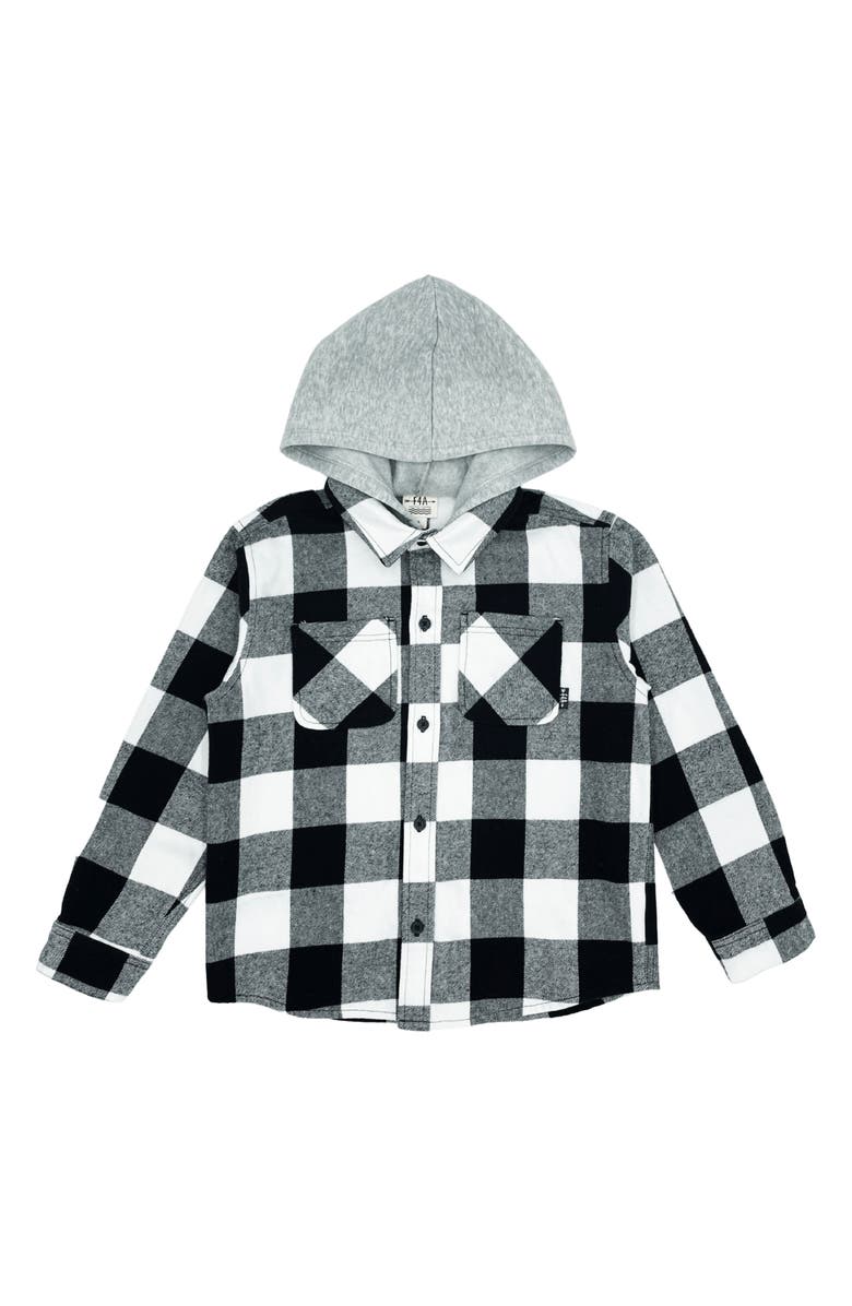 Feather 4 Arrow Kids' Upland Buffalo Plaid Cotton Hooded Shacket, Main, color,