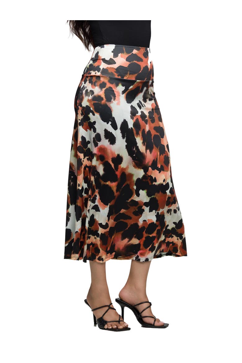 Animal Print Elastic Waist Maxi Skirt, Alternate, color, Brown Multi