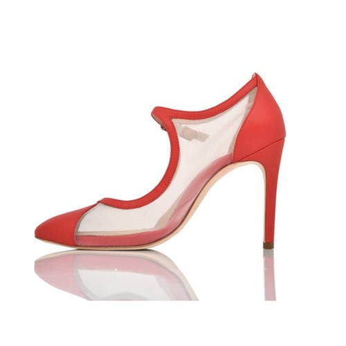 Joan Oloff Shoes Rebecca Mesh & Leather Pump In Animal Print