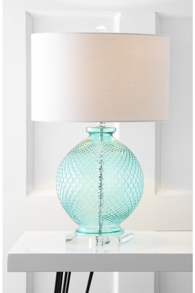 Estelle Glass and Crystal LED Table Lamp, Alternate, color, Aqua/Clear