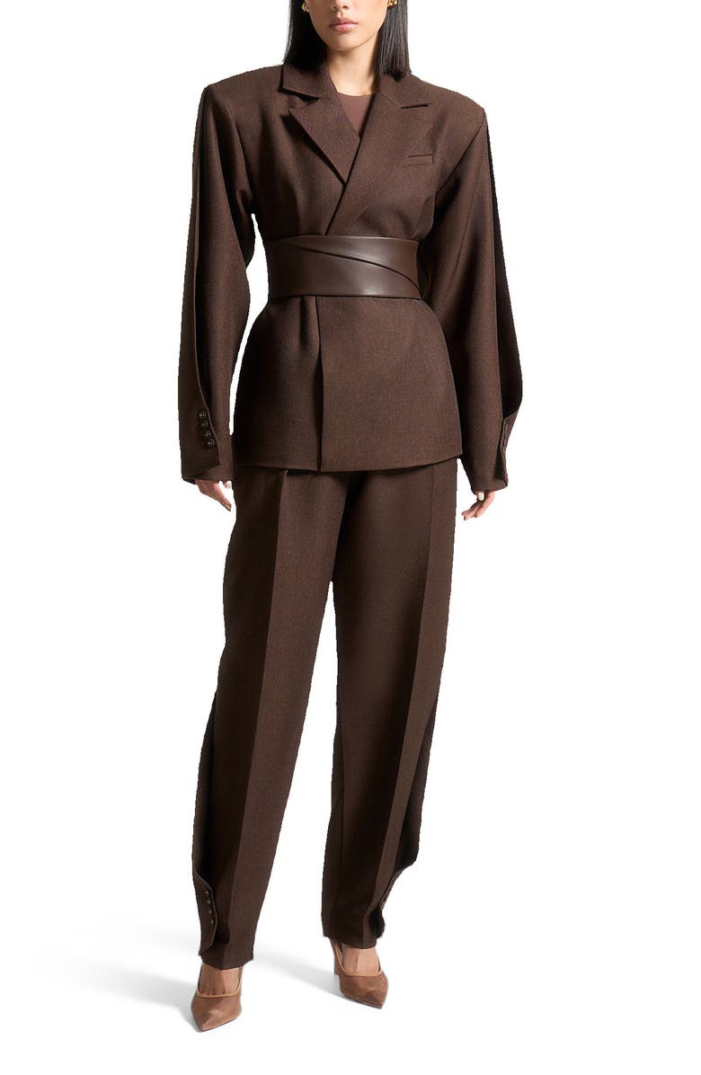 Manière De Voir Sophie Twist Leg Tailored Trousers, Alternate, color, Brown