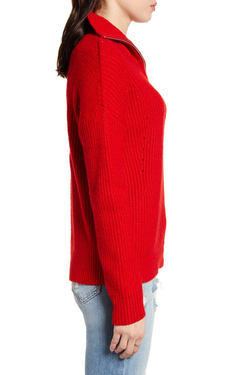 Scotch & Soda Knit Front Zip Turtleneck Sweater, Alternate, color,