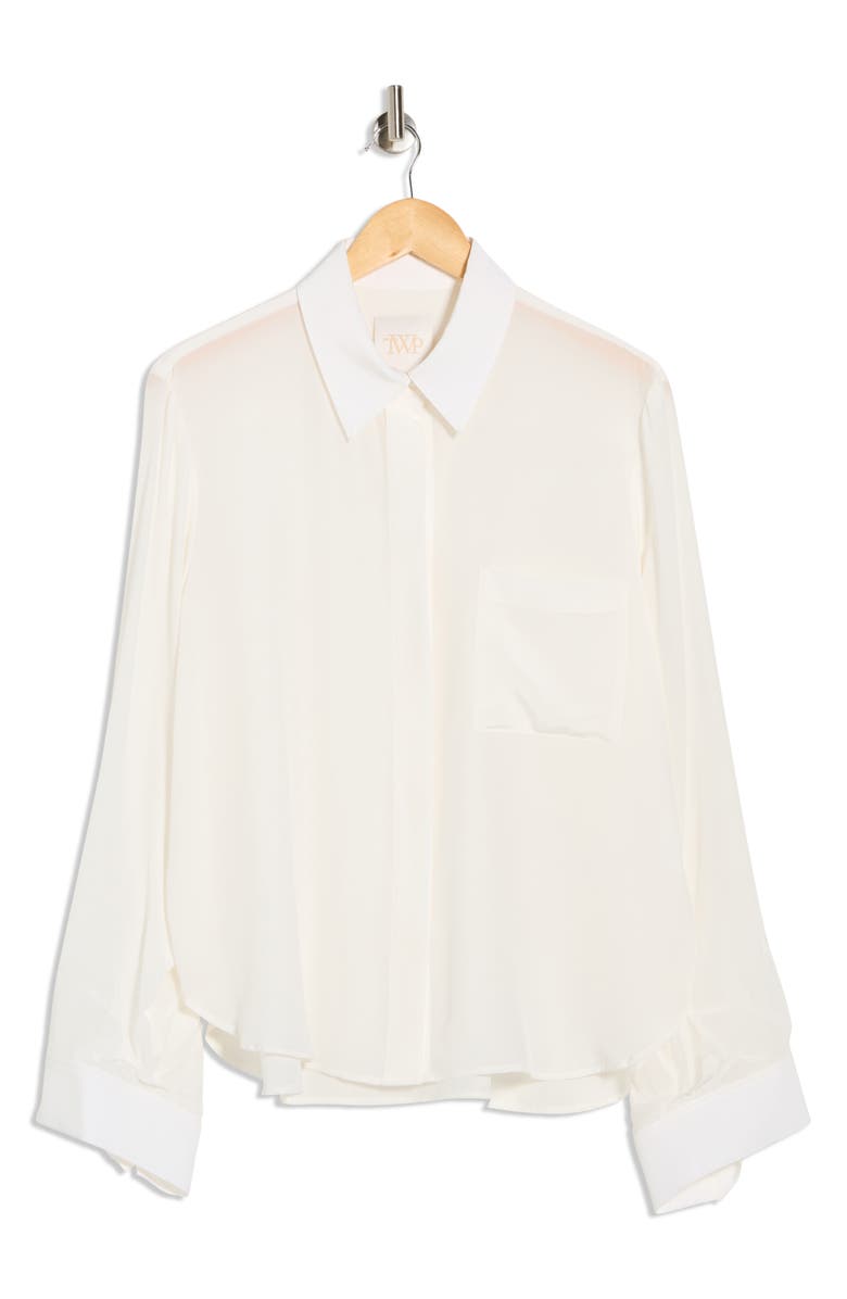 TWP New Morning After Silk Button-Up Shirt, Alternate, color, Ivory