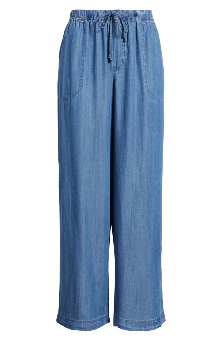 beachlunchlounge Isabeli Chambray Drawstring Pants, Alternate, color, Blue Wash
