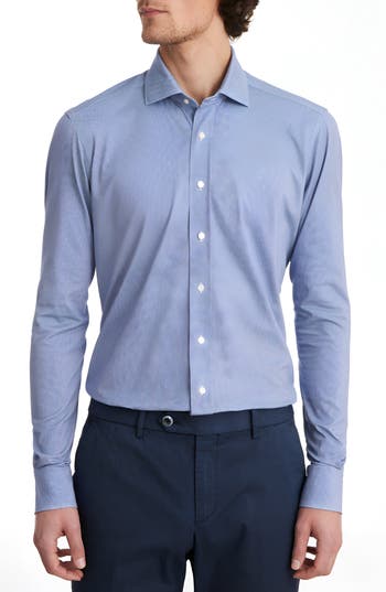 Emanuel Berg 4flex Modern Fit Diamond Print Knit Dress Shirt