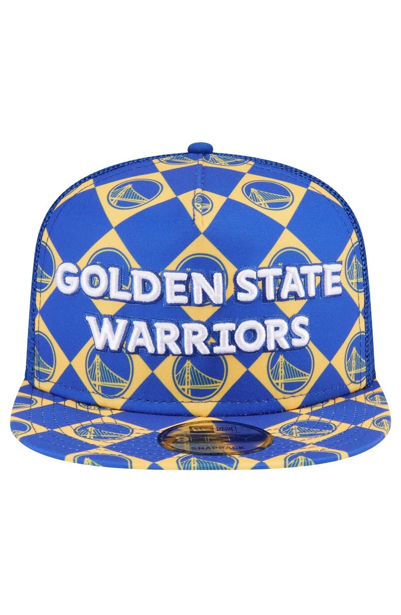 New Era Men's New Era Royal Golden State Warriors Seeing Diamonds A-Frame Trucker 9FIFTY Snapback Hat, Alternate, color, Royal