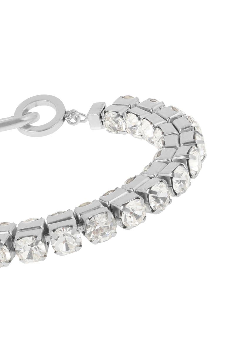 AllSaints Double Crystal Flex Bracelet, Alternate, color, Rhodium