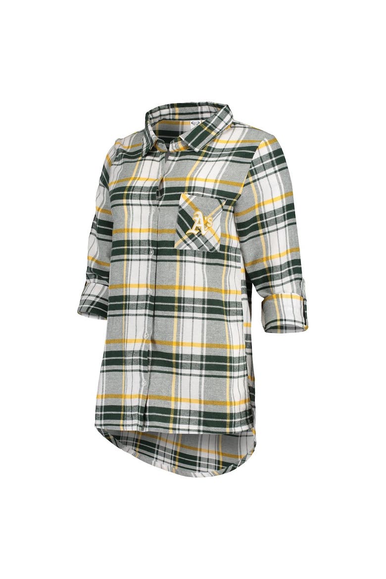 Women's Concepts Sport Green/Gold Oakland Athletics Accolade Flannel Nightshirt, Alternate, color, Green