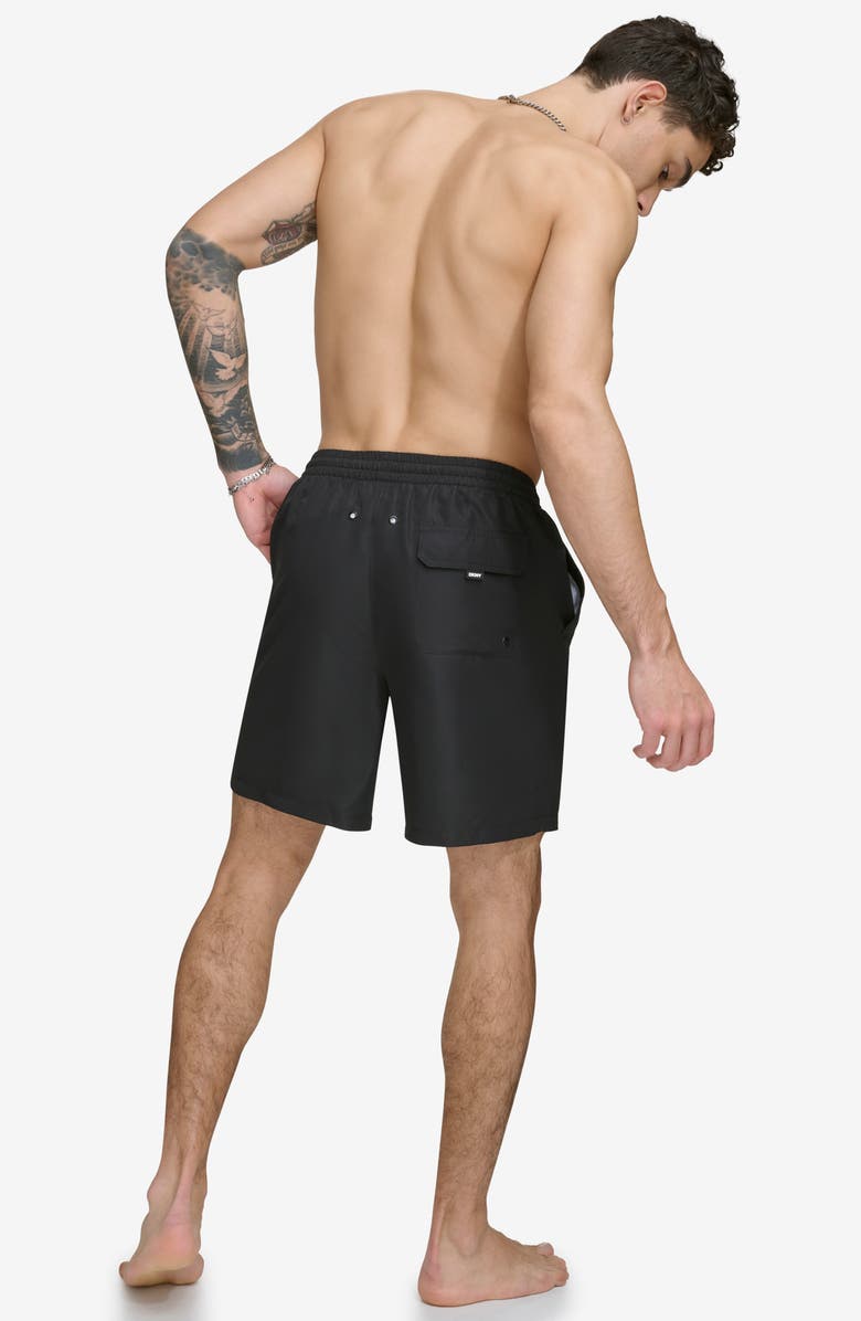 DKNY Core Volley Swim Trunks, Alternate, color, Black
