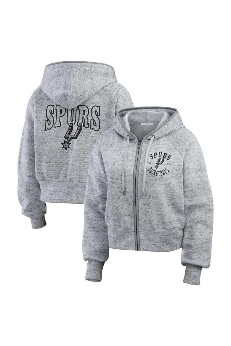 Women's WEAR by Erin Andrews Heather Gray San Antonio Spurs Speckled Radiator Full-Zip Hoodie, Main, color, Heather Gray