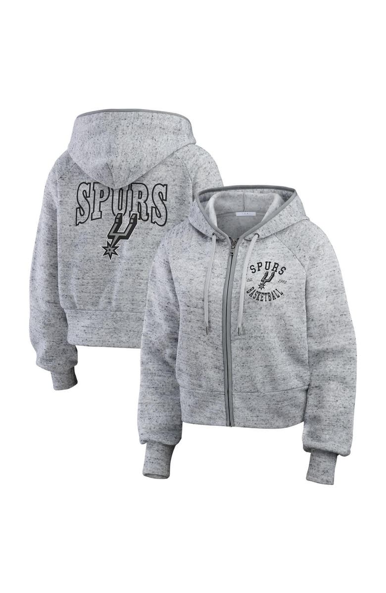 WEAR by Erin Andrews Women's WEAR by Erin Andrews Heather Gray San Antonio Spurs Speckled Radiator Full-Zip Hoodie, Main, color, Heather Gray