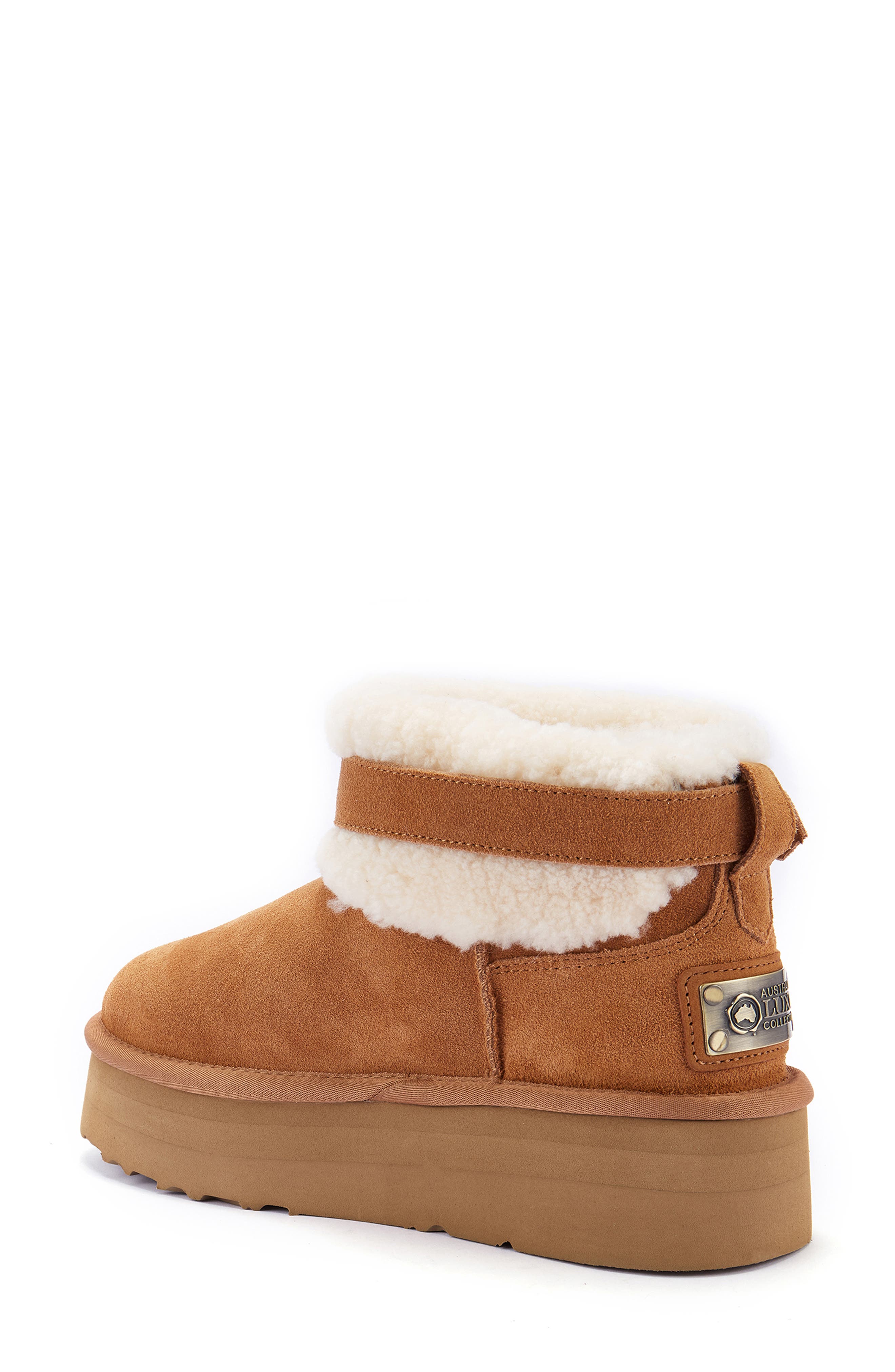 Australia Luxe Collective Eden Genuine Shearling Platform Bootie, Alternate, color, Chestnut