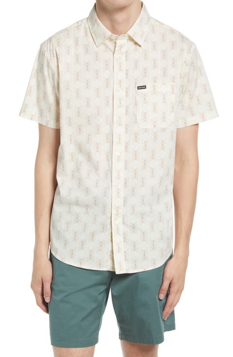 Chart Slim Fit Short Sleeve Stretch Button-Up Shirt