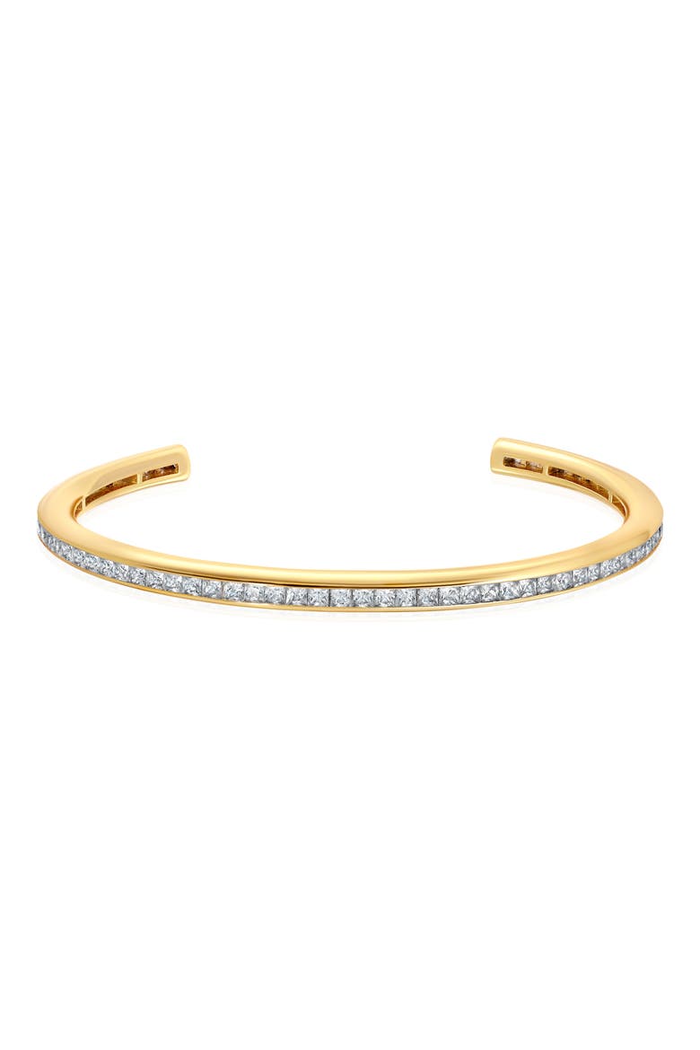 Princess Cut Cubic Zirconia Channel Cuff Bracelet, Main, color, GOLD