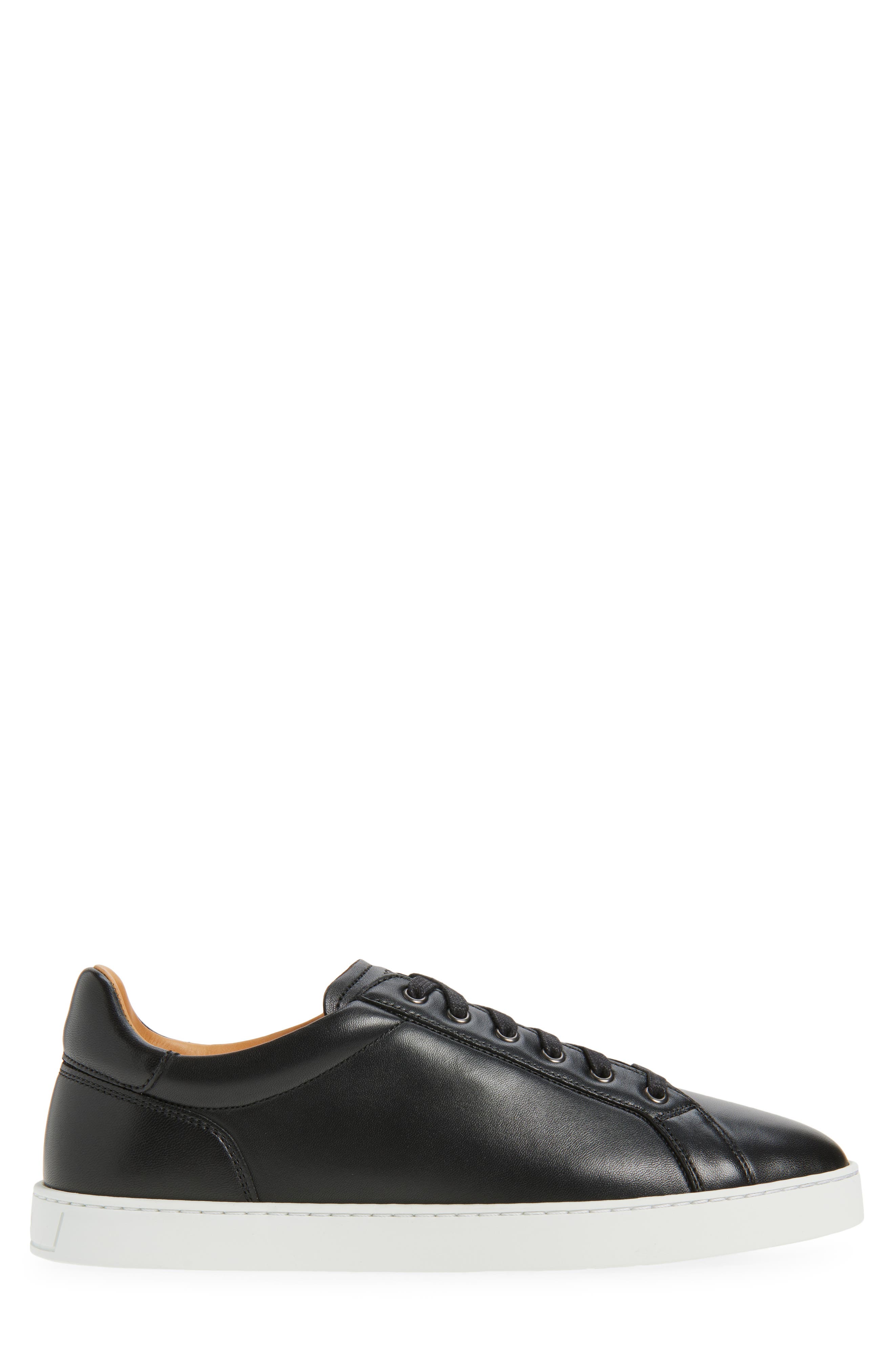 Magnanni Cote Lo Leather Sneaker, Alternate, color, Black Napa