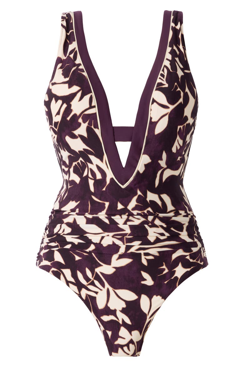 Martinique Tess Floral One-Piece Swimsuit, Alternate, color, DARK PURPLE MULTI