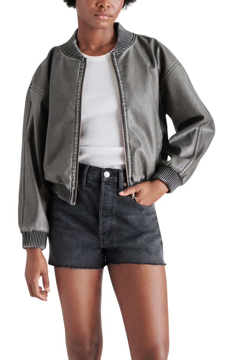 Steve Madden Fyra Faux Leather Bomber Jacket, Alternate, color, 