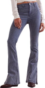 Free People Level Up Stripe Side Slit Bootcut Jeans