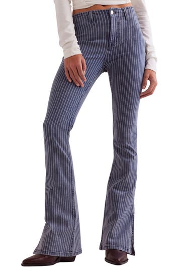 Free People Level Up Stripe Side Slit Bootcut Jeans