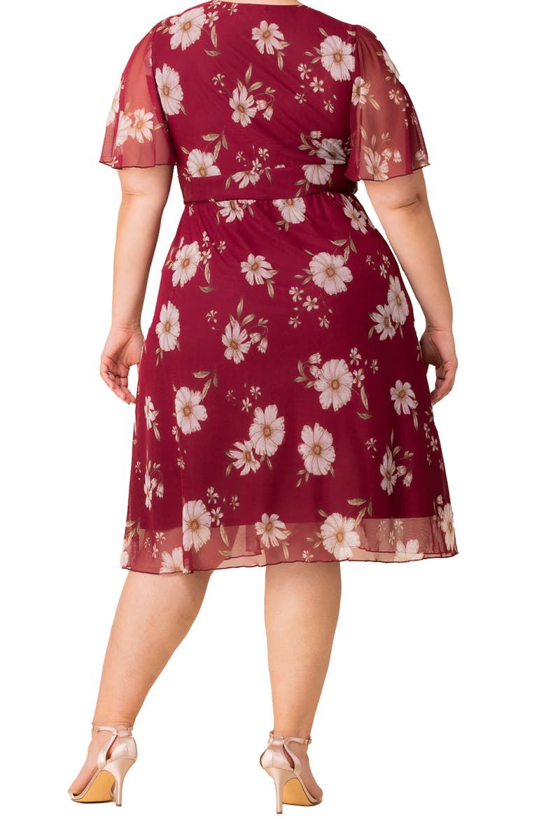 Margot Mesh Cocktail Dress, Alternate, color, RASPBERRY FLORAL PRINT