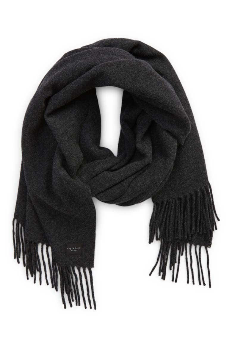 Addison Recycled Wool Scarf, Main, color, CHARCOAL