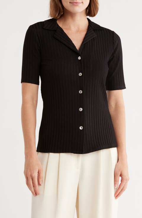 Textured Stripe Short Sleeve Button-Up Shirt