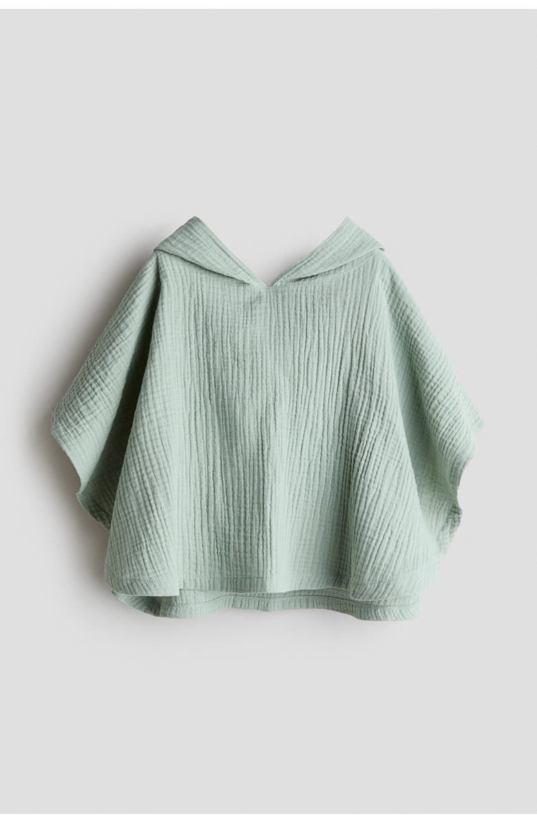 H&M Cotton Muslin Poncho Towel, Main, color, Light Green