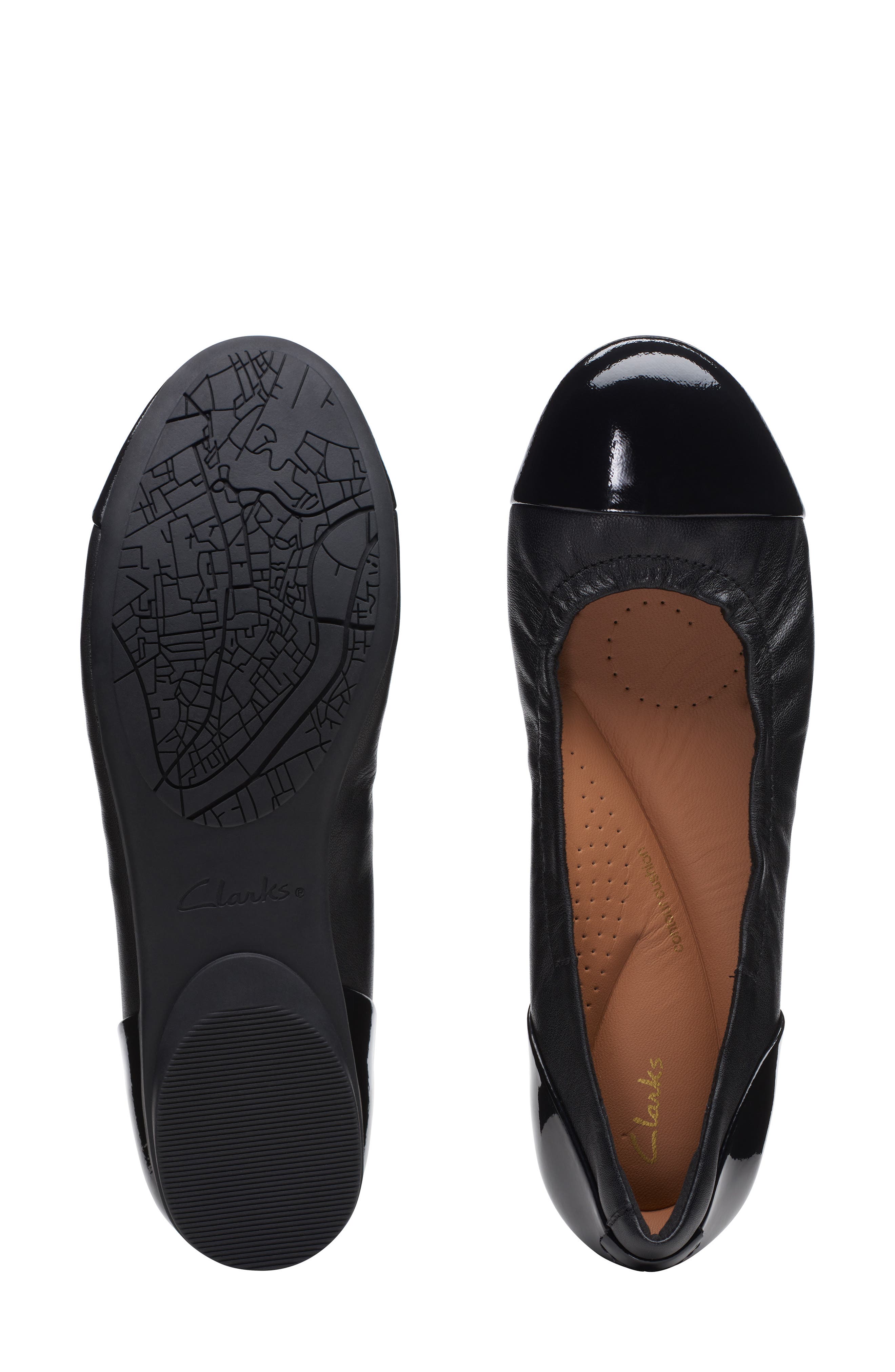 Clarks<sup>®</sup> Rena Jazz Flat, Alternate, color, Black Leather