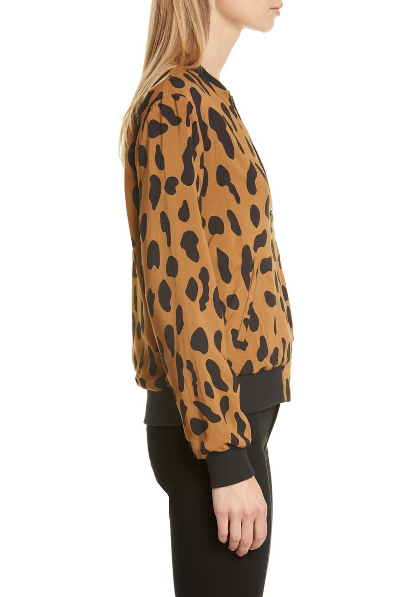 Ollie Cheetah Print Silk Bomber Jacket, Alternate, color, CAMEL/ BLACK ANIMAL