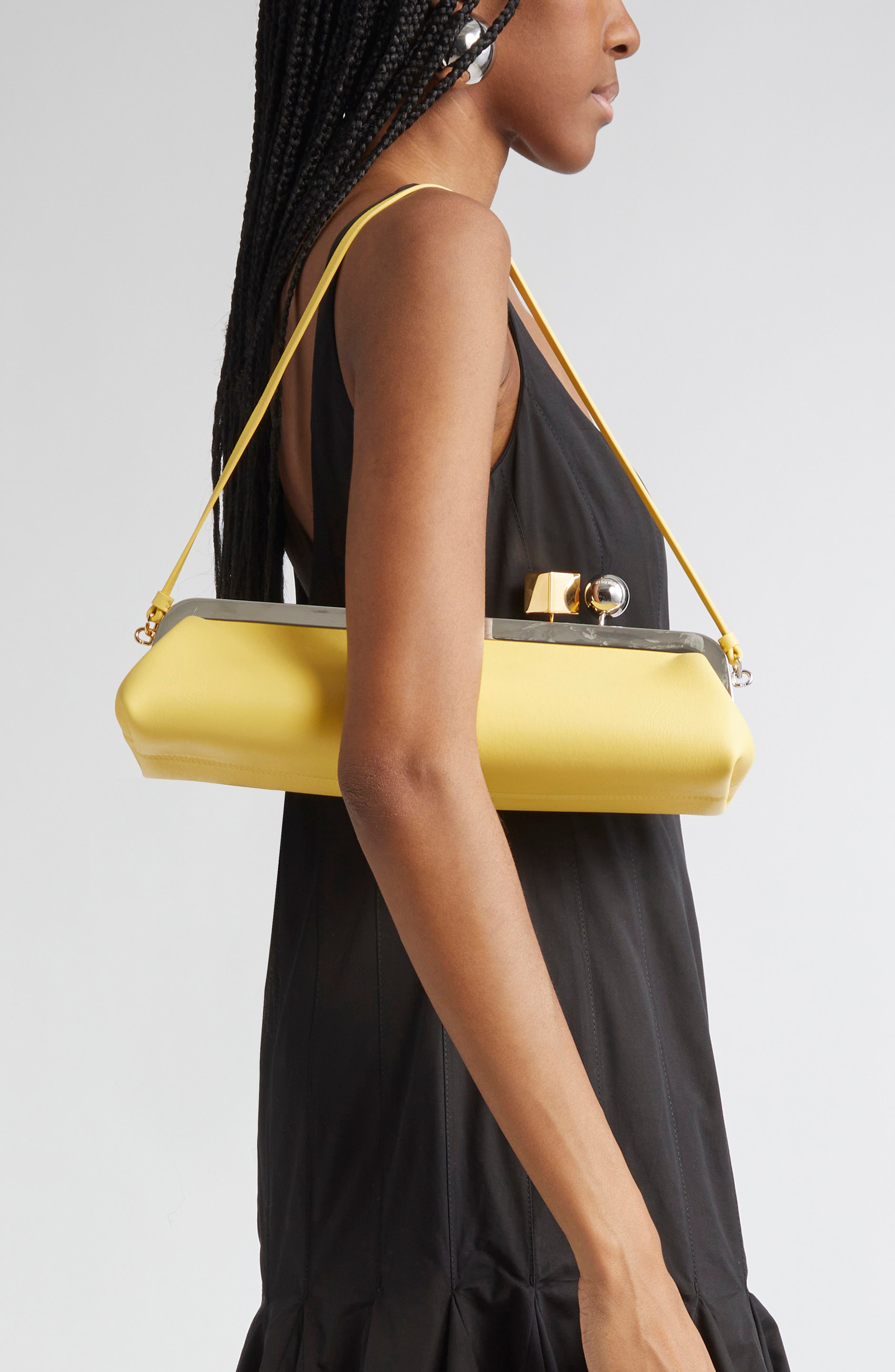 Jacquemus La Pochette Salon Leather Clutch, Alternate, color, Light Yellow 210