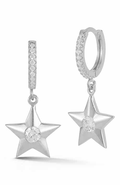 Star Huggie Drop Earrings
