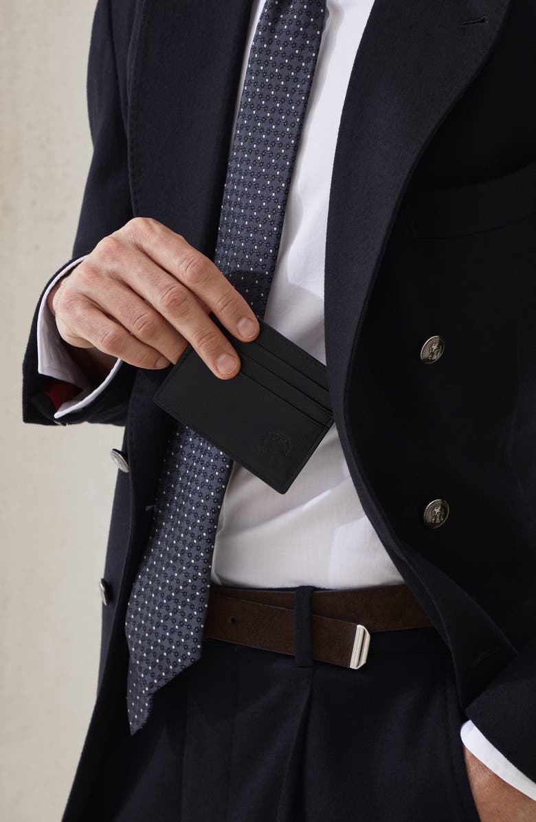 Brunello Cucinelli Capretta card holder, Alternate, color, Black