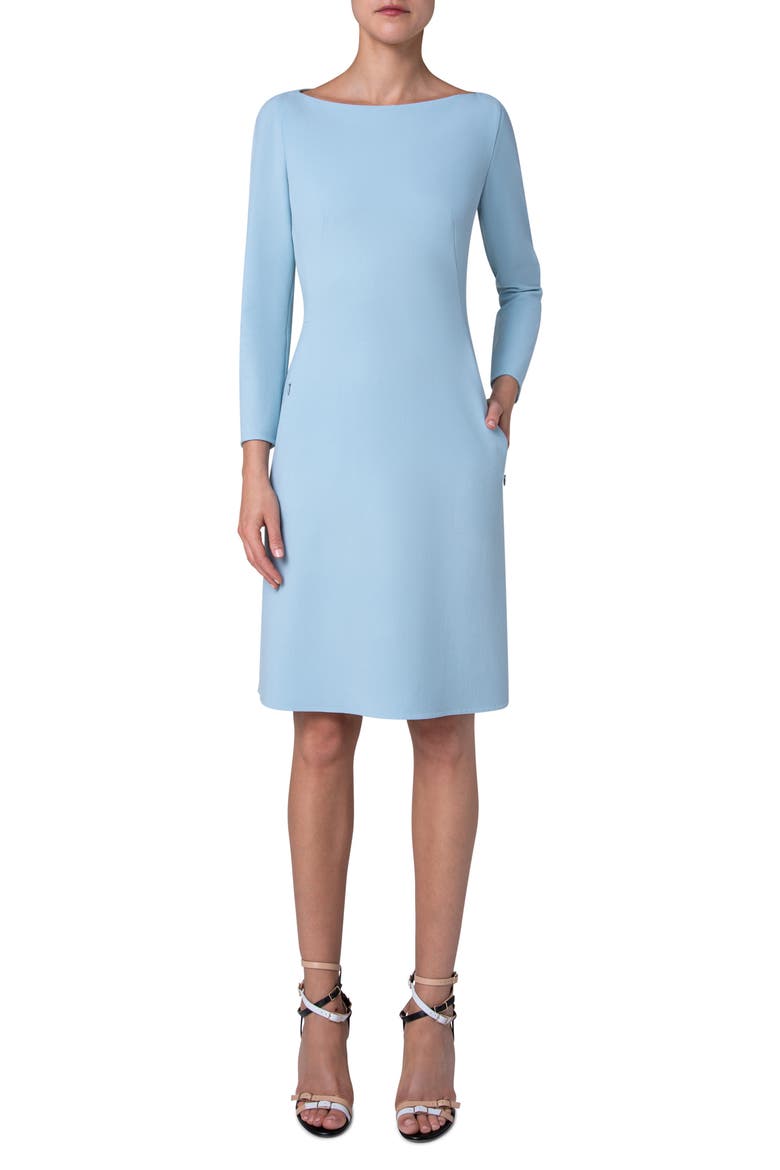 Stretch Wool A-Line Dress, Main, color, 017 ICE