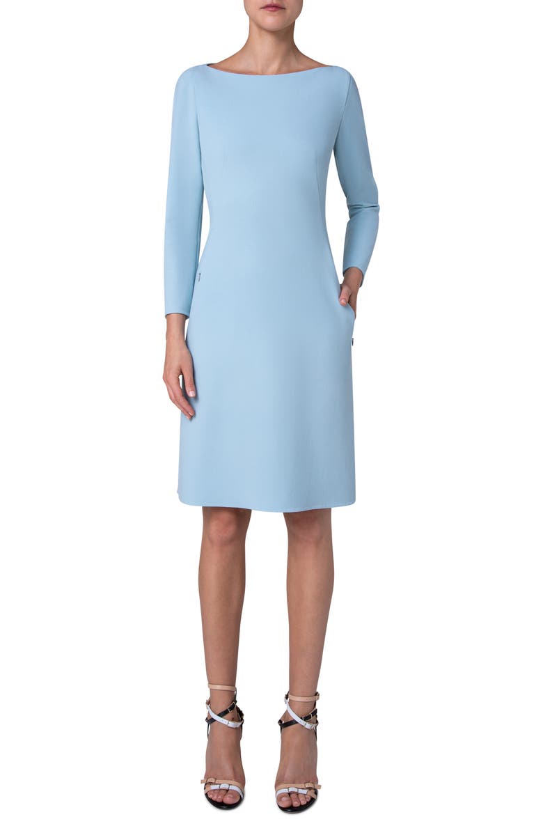 Akris Stretch Wool A-Line Dress, Main, color,