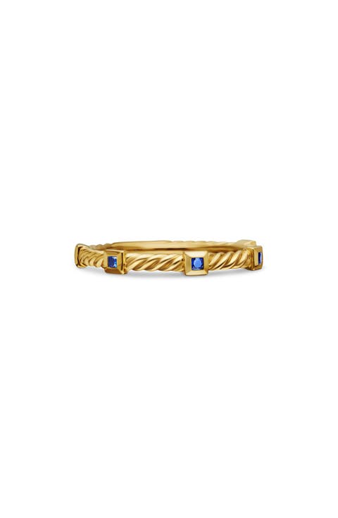 Cable Collectibles® Stack Ring in 18K Yellow Gold with Emeralds