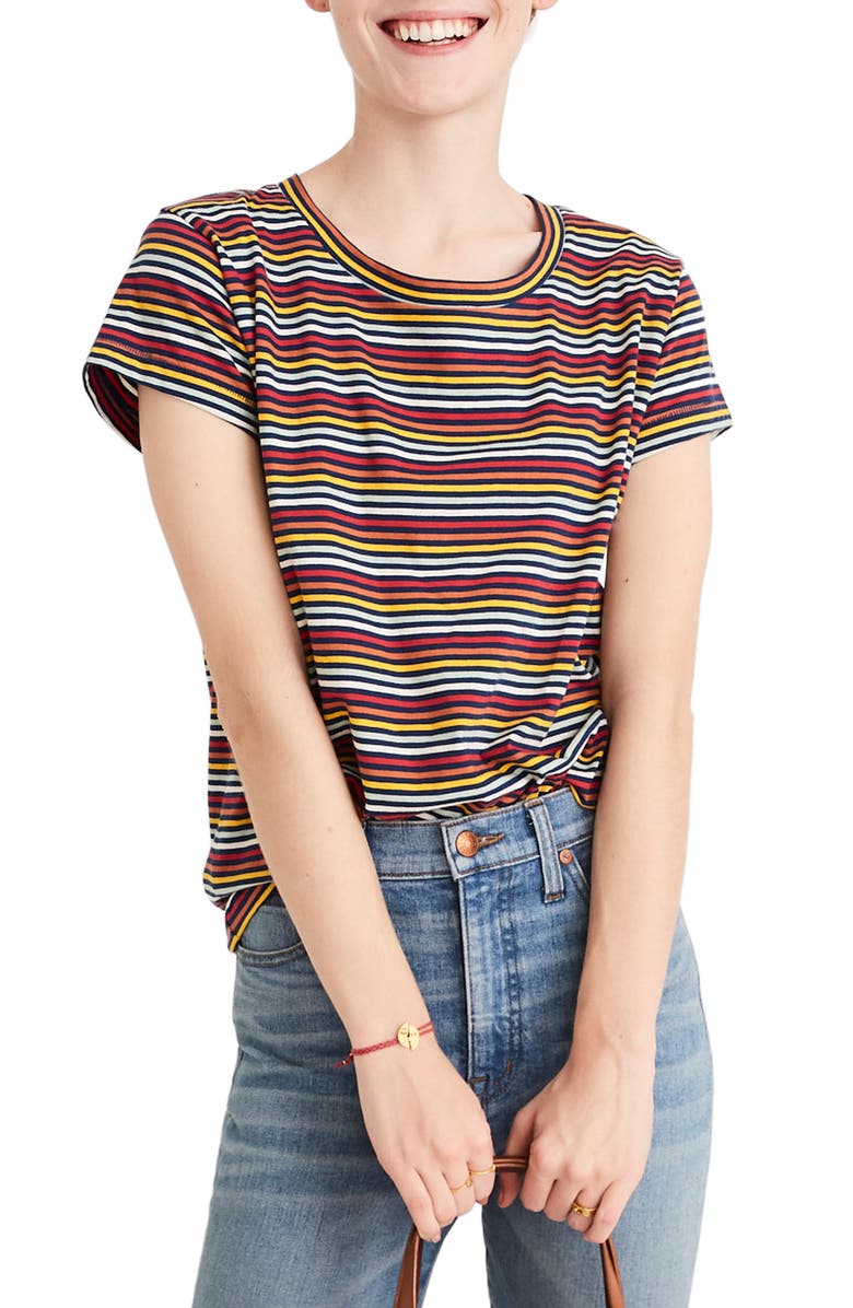 Madewell Rainbow Stripe Ex-Boyfriend Tee, Main, color,