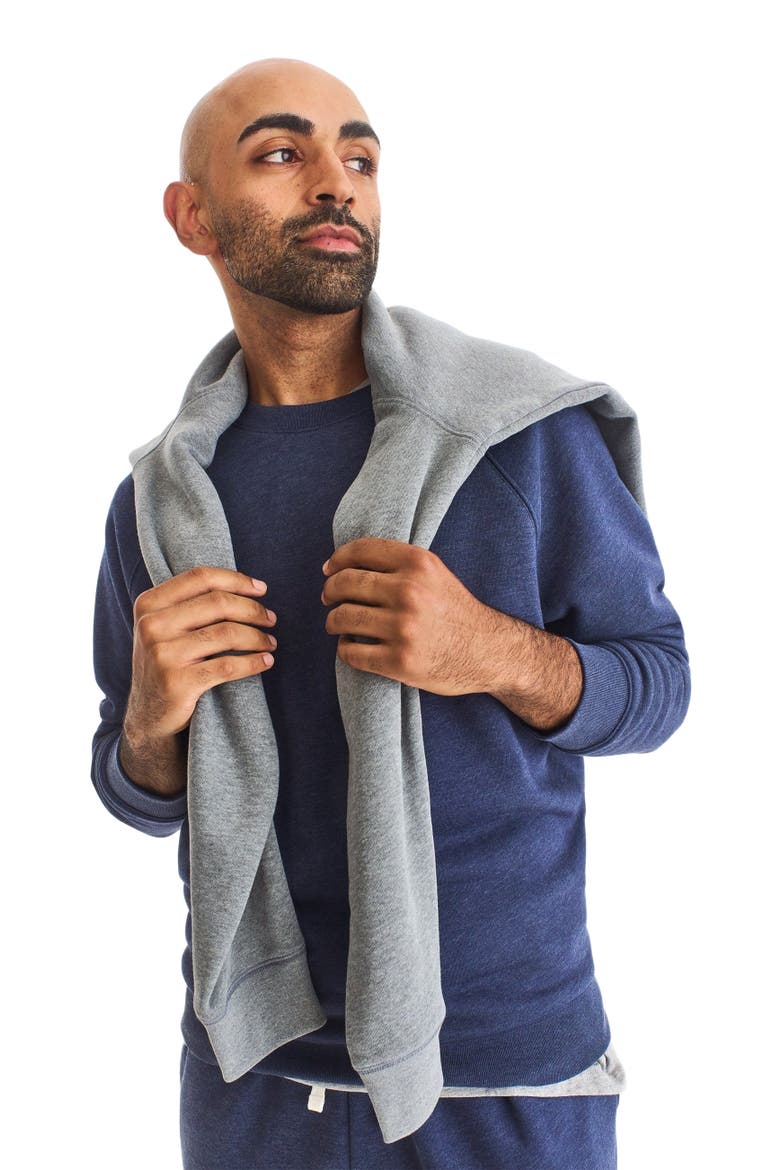 Unisex Fit Cozy Fleece Sweatshirt, Alternate, color, Heather Navy