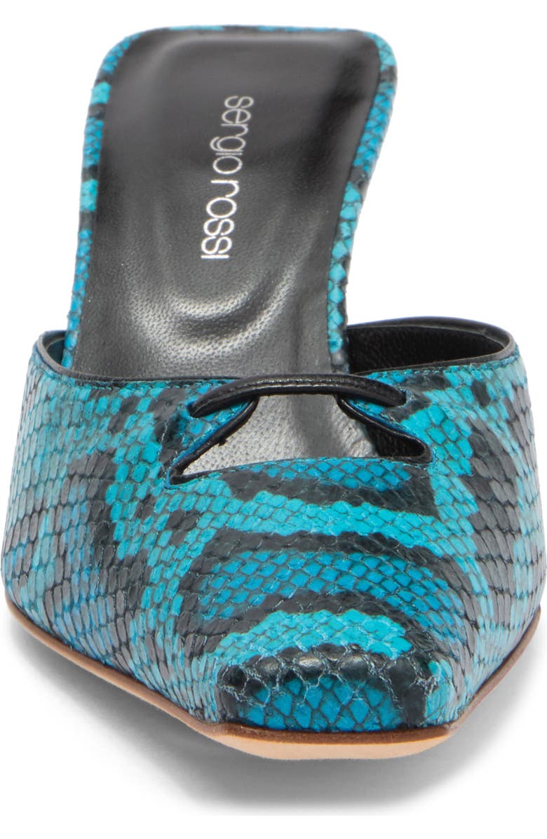 Sergio Rossi Snakeskin Embossed Leather Kitten Heel Mule, Alternate, color,