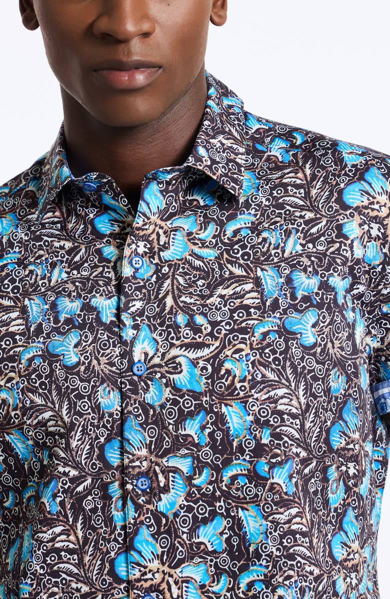 Robert Graham Beck Short Sleeve Cotton Button-Up Shirt, Alternate, color,