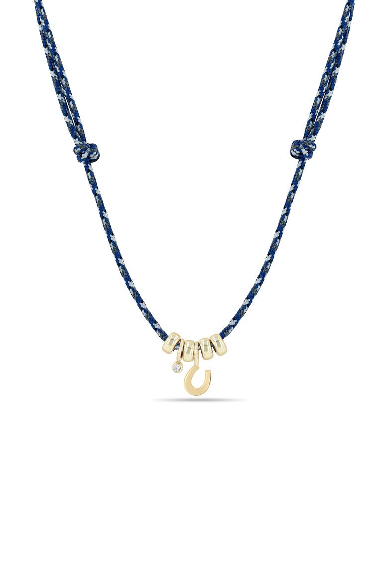 Paracord Horseshoe Charm Necklace, Main, color, 14K YELLOW GOLD