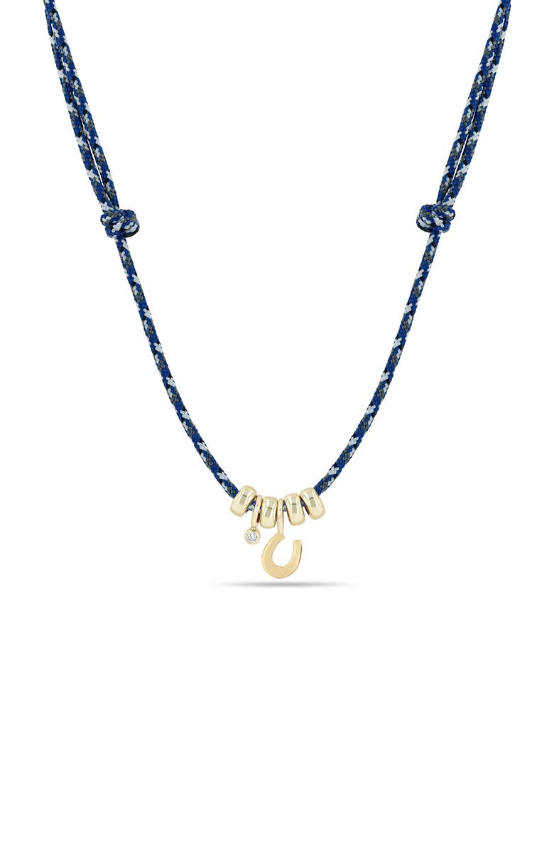 Zoë Chicco Paracord Horseshoe Charm Necklace, Main, color, 14K Yellow Gold