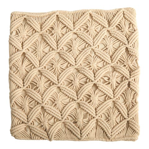 18-in Boho Diamond Woven Macrame Decorative Pillow Cover