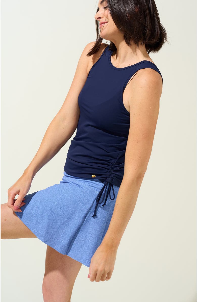 Bobbe Active Varsity Skirt, Alternate, color, Denim Print
