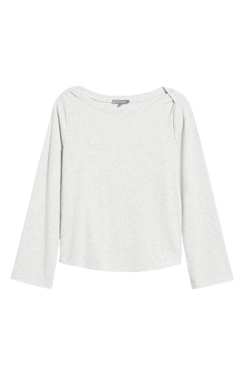 Wit & Wisdom Boat Neck Long Bell Sleeve T-Shirt, Alternate, color, Heather Off White