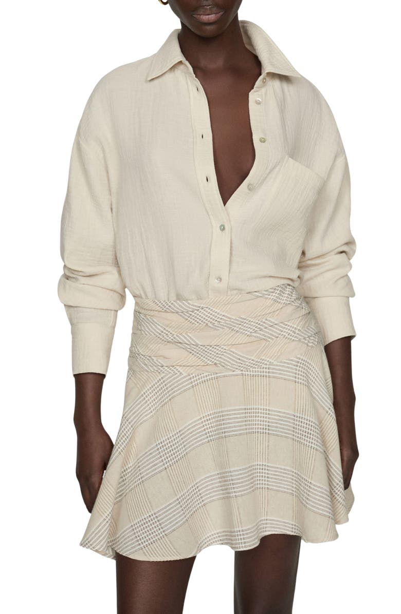 MANGO Oversize Cotton Gauze Button-Up Shirt, Main, color, 