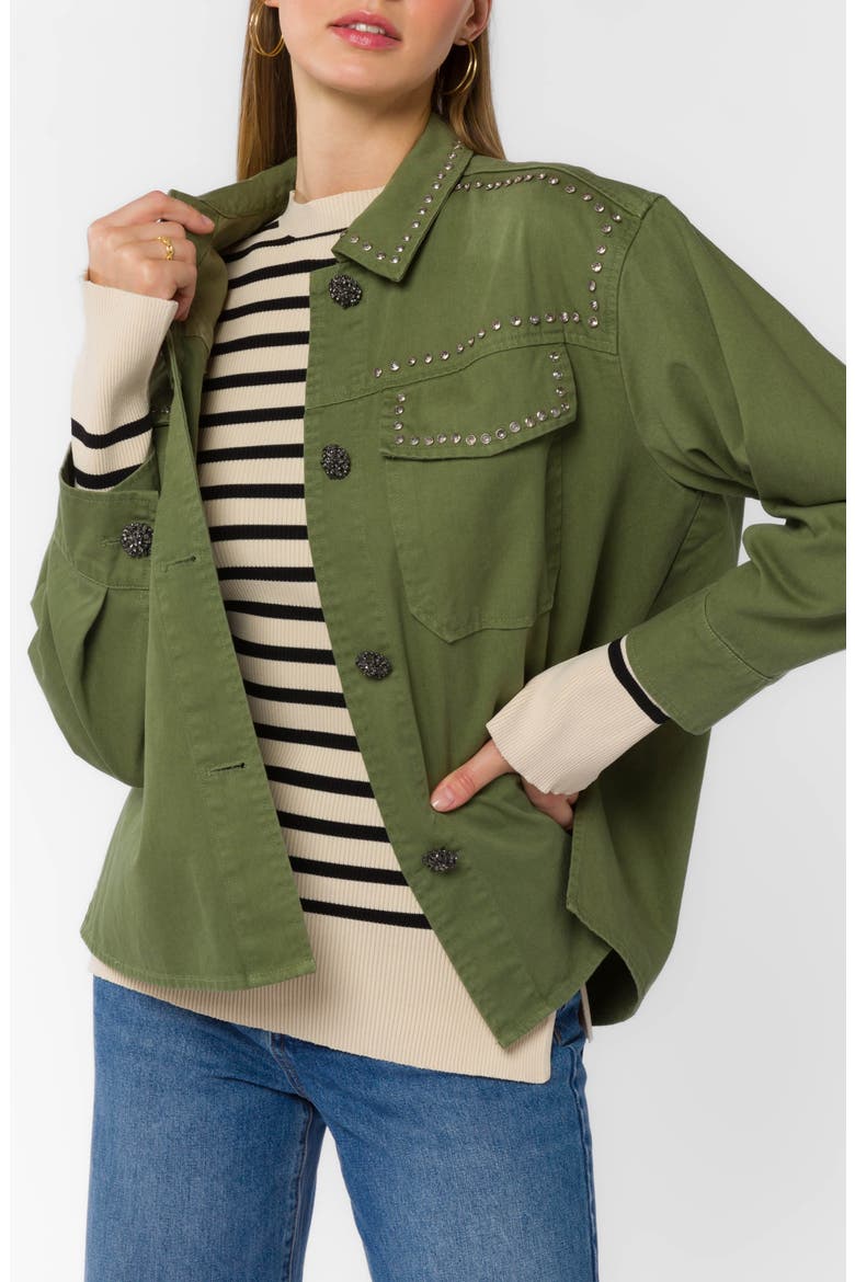 Odette Studded Utility Jacket, Alternate, color, OLIVE/ STUDS