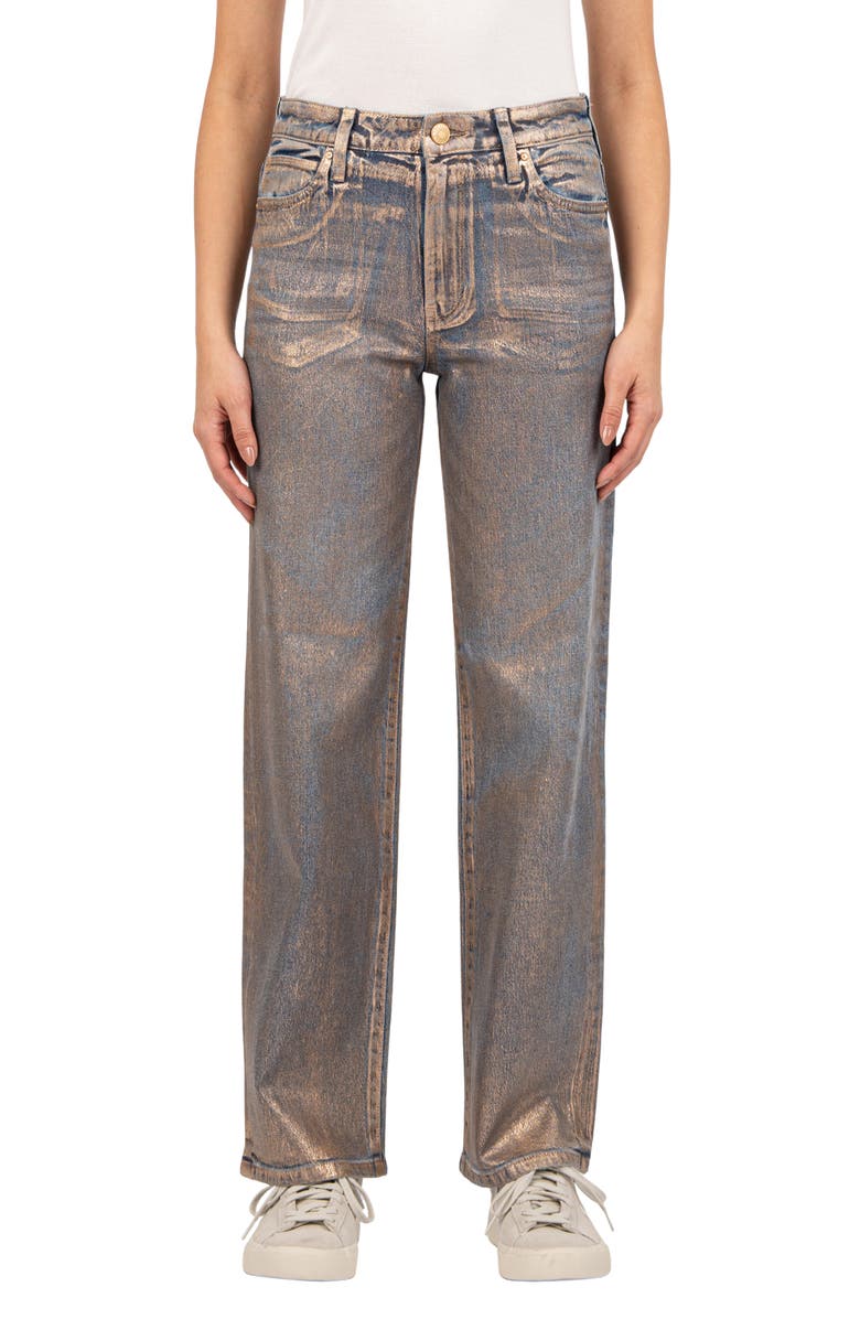 KUT from the Kloth Sienna Coated High Waist Wide Leg Jeans, Main, color, 